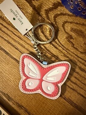 Kate Spade Butterfly Keyfob Key Chain, Pink, Blue NWT